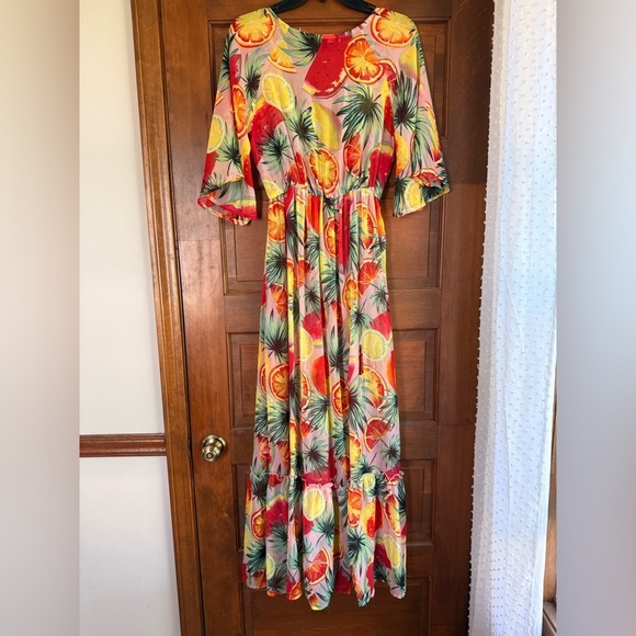 America & Beyond Fruit Print Maxi Dress Size S 🍓🍇🍉 - Picture 6 of 7